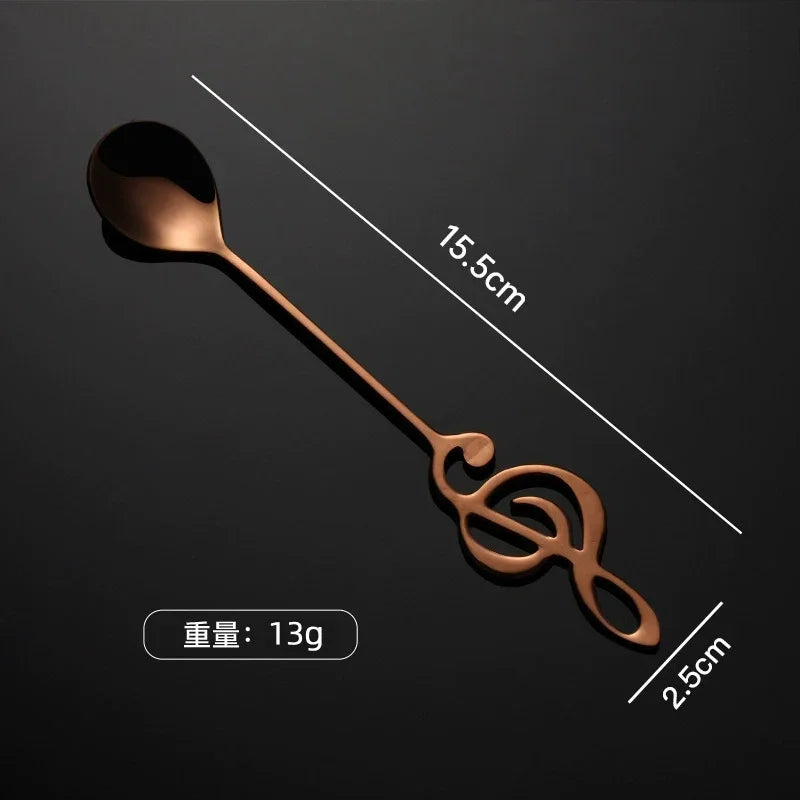 Musical Note Stainless Steel Teapoon Spoon Treble Clef Shape Mug Teaspoons Music Bar Ice Cream Creative Spoon Kitchen Tableware