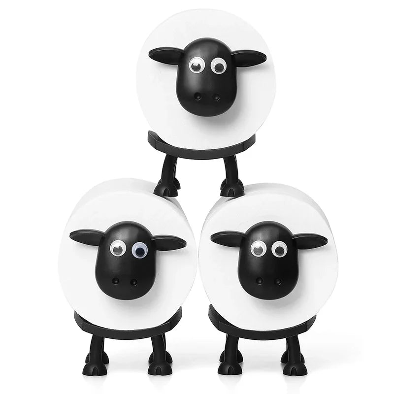 Sheep Toilet Paper Stand, Adorable Resin, Sheep Fabric Box, Stackable for Home, Bathroom, Vanity, Night Stand