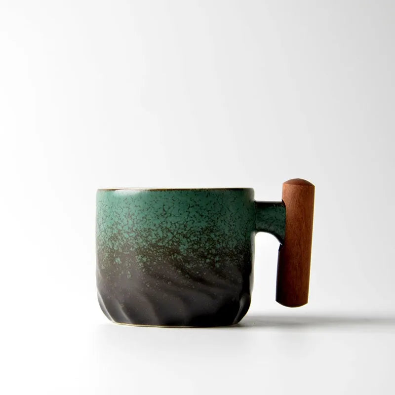 Creative Handmade Exquisite Coffee Cup Vintage Coffee Cup With Wooden Handle Mug Cups Mugs Drinkware Kitchen Dining Bar Home