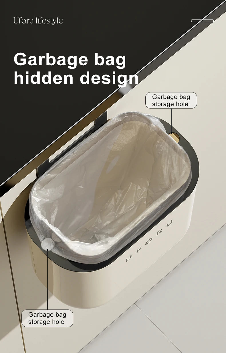 Wall-mounted Trash Can Household Large Capacity High Appearance Level Kitchen Toilet With A Cover Waterproof Crack Dustbin