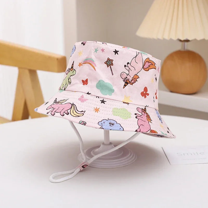 New Panama Summer Baby Sun Hat for Girls and Boys Beach Sun Cap Outdoor Children Bucket Hat Cartoon Autumn Kids Fisherman's Cap