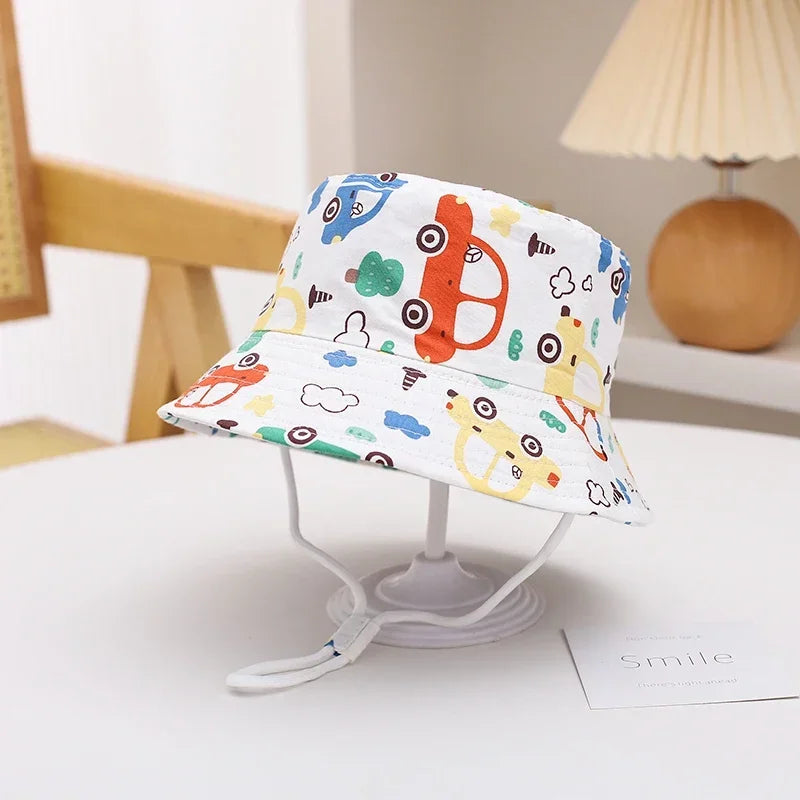 New Panama Summer Baby Sun Hat for Girls and Boys Beach Sun Cap Outdoor Children Bucket Hat Cartoon Autumn Kids Fisherman's Cap