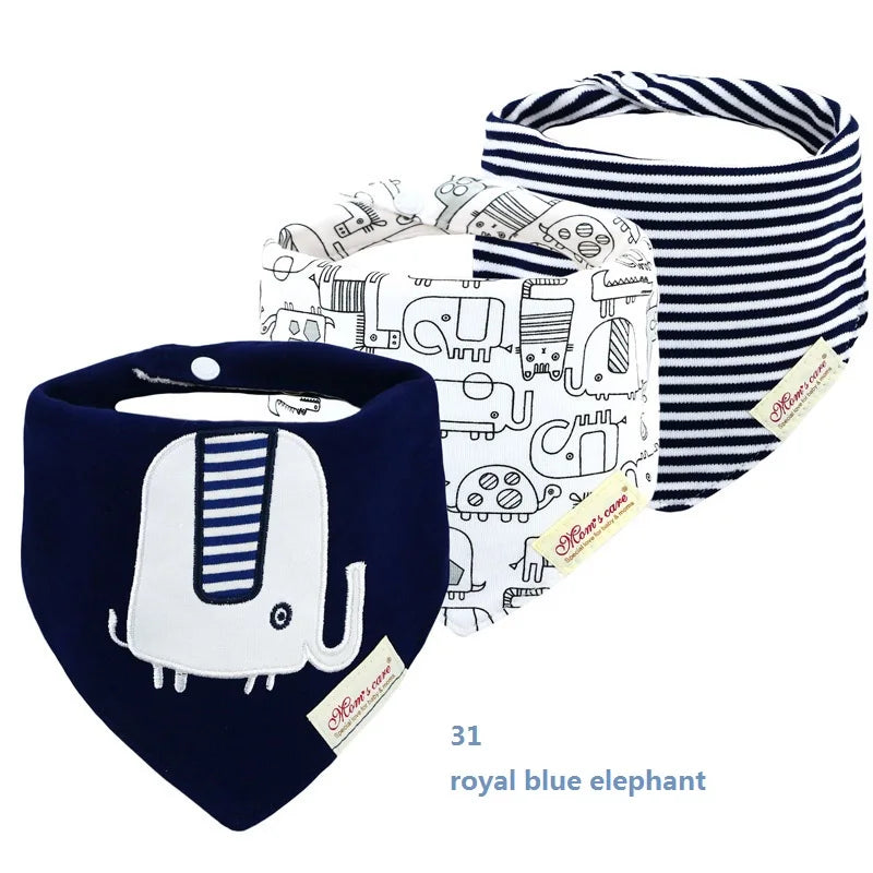 3pcs Per Lot Baby Bibs Bandana Set Cotton Multi-Style Triangle Cartoon Babadores Para Bebe Infant Boys Girls Saliva Towel KF025