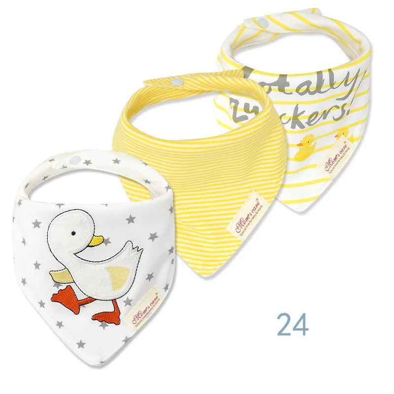 3pcs Per Lot Baby Bibs Bandana Set Cotton Multi-Style Triangle Cartoon Babadores Para Bebe Infant Boys Girls Saliva Towel KF025