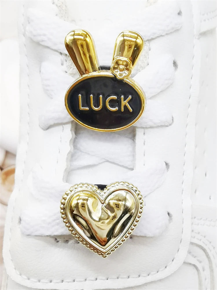 2PCS Bling Rhinestone Bear Shoelace Charms ABS Heart Bowtie Shoe Lace Decorations Accessories DIY Golden Shoe Clips Fit Sneakers
