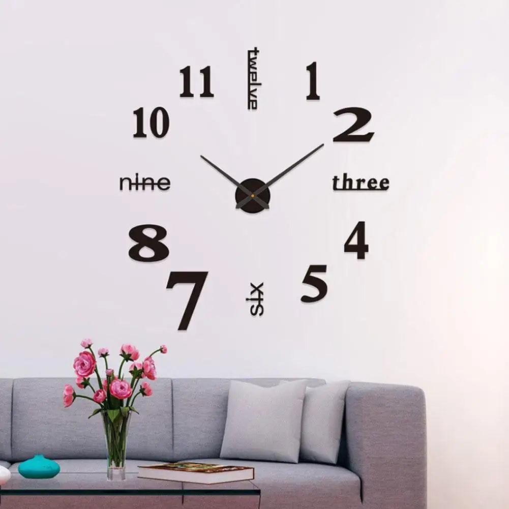 3D Luminous Wall Clock Frameless Acrylic DIY Digital Clock Wall Stickers Mute Clock for Living Room Bedroom Office Wall Decor