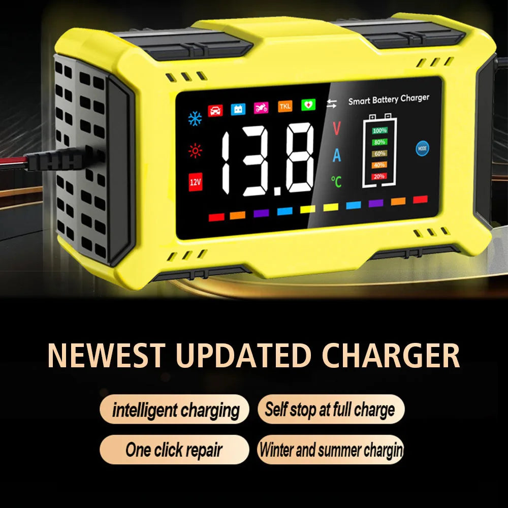 For Lead Acid / Lithium Iron Battery 14.6V/12V 6A 90W EU US Plug Car Battery Charger Pulse Repair 110V/240V Input