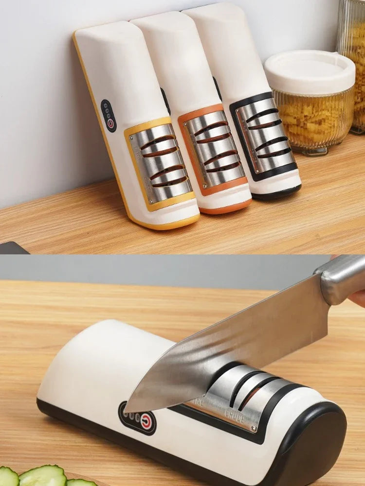 Electric Knife Sharpener Multifunctional Automatic Professional Small Knife Sharpener Kitchen Quick Sharpening Non-slip Tools