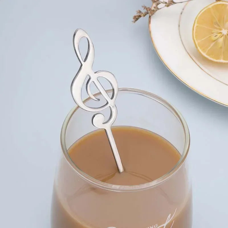 Musical Note Stainless Steel Teapoon Spoon Treble Clef Shape Mug Teaspoons Music Bar Ice Cream Creative Spoon Kitchen Tableware