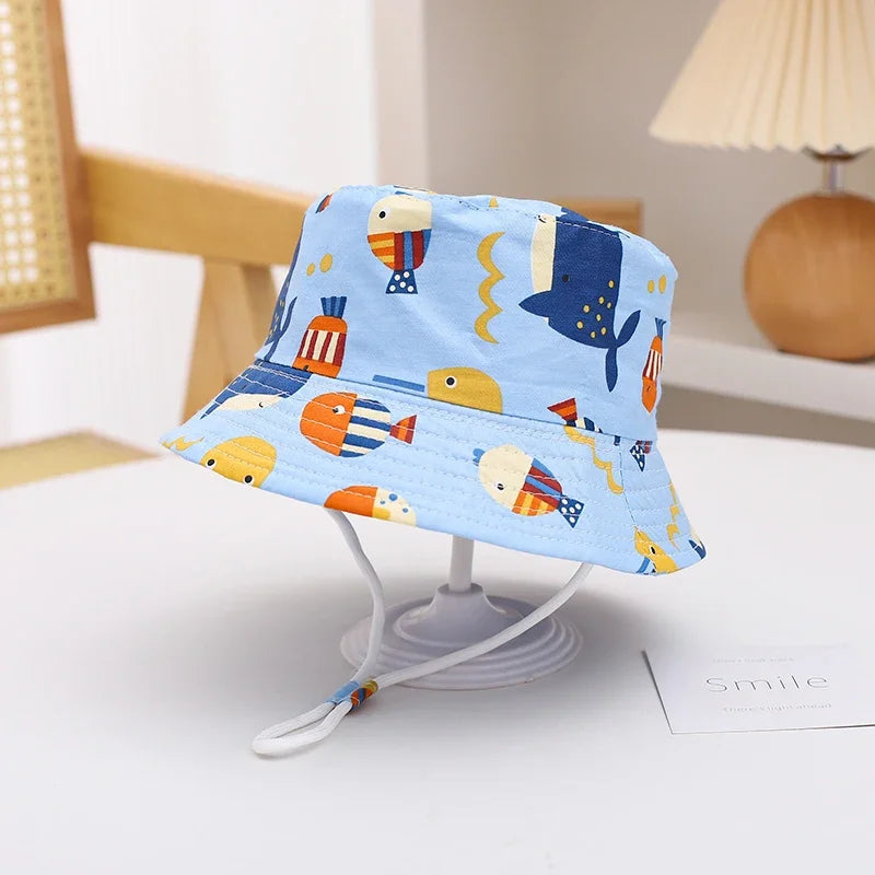 New Panama Summer Baby Sun Hat for Girls and Boys Beach Sun Cap Outdoor Children Bucket Hat Cartoon Autumn Kids Fisherman's Cap