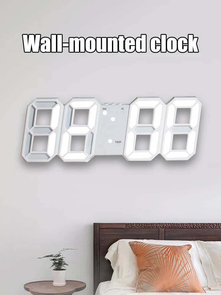 1PC 3d Digital Clock Creative Gift Multi-Functional Electronic Clock For Students With Large Screen Wall Mounted Clock