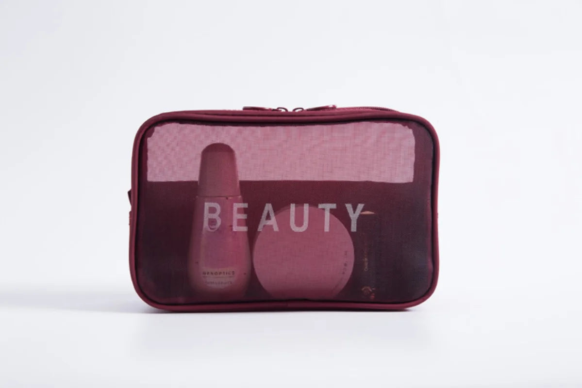 Makeup Bag Women Travel Toiletry Wash Makeup Bag Storage Case Zipper Make Up Bags Black Dot Transparent Mesh Cosmetic Bag
