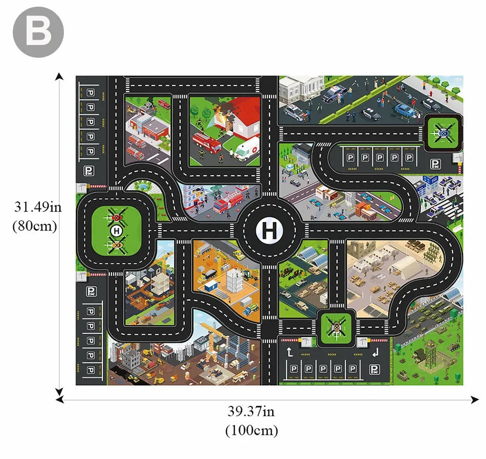 Large City Road Map DIY Scene Road Signs Car Parking Lot Game Children Playing Traffic Mat Climbing Carpets for Baby Toys Gifts