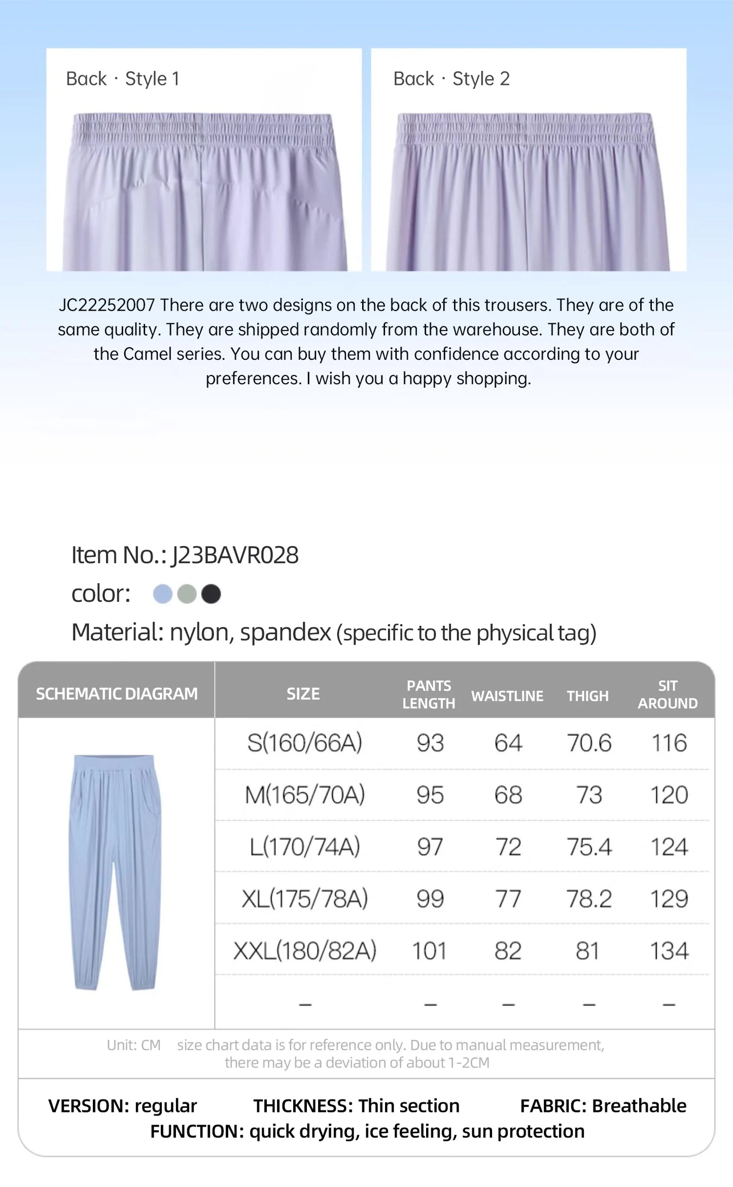 GOLDEN CAMEL Outdoor Hiking Pants Sun Protection Sport Running Trousers Quick-dry Thin Ice Feeling Pant for Women 2023 Summer Ne