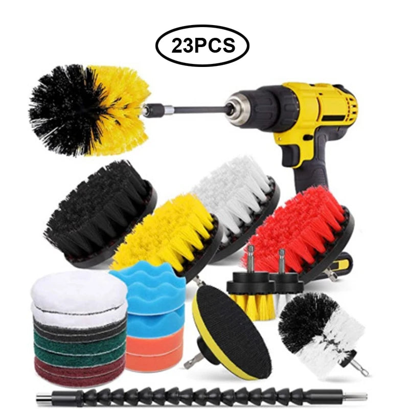 UNTIOR Electric Drill Brush Attachment Set Power Scrubber Brush Car Polisher Kitchen Bathroom Cleaning Kit Toilet Cleaning Tools