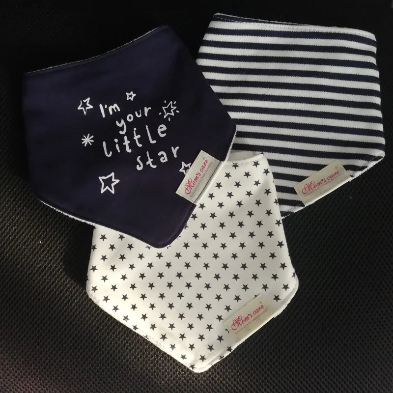 3pcs Per Lot Baby Bibs Bandana Set Cotton Multi-Style Triangle Cartoon Babadores Para Bebe Infant Boys Girls Saliva Towel KF025
