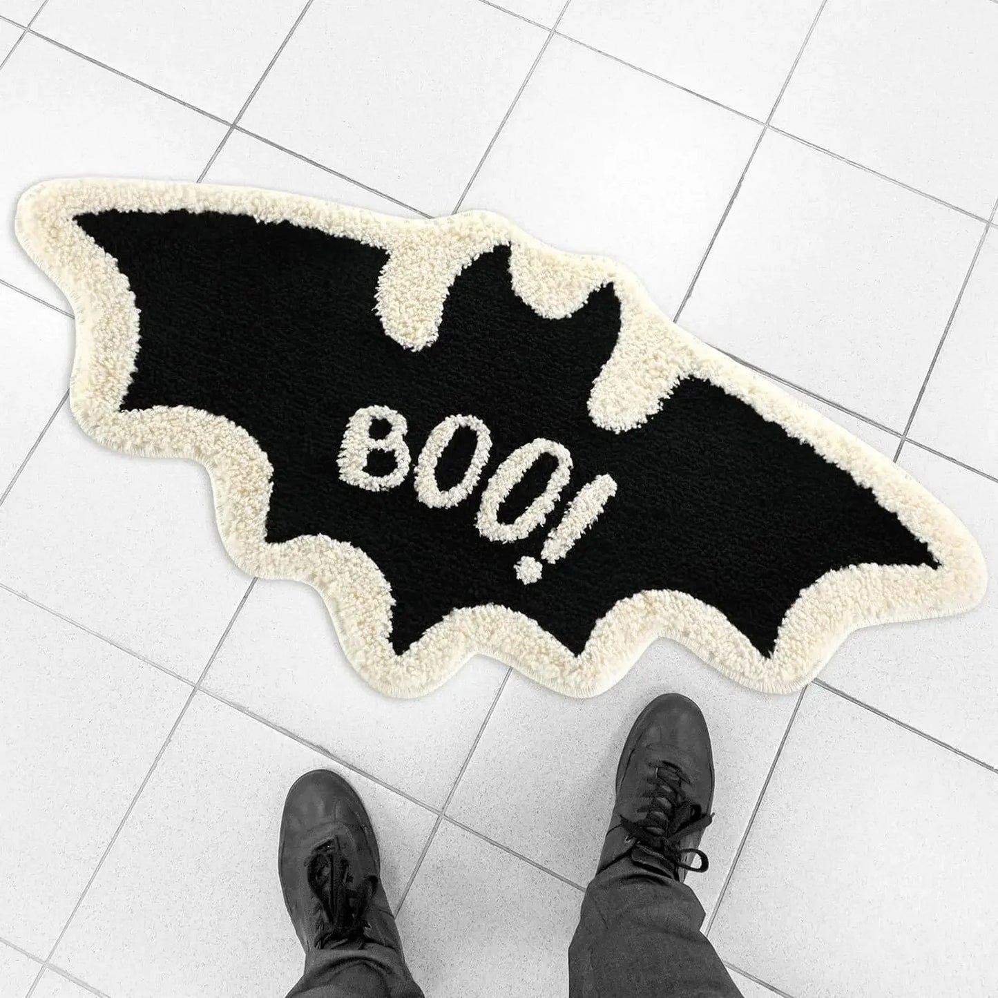 VIKAMA Halloween-vormige dekoratiewe tapyt swart spinnekopweb spook gotiese badkamer ingang voetsteun wasbare vuilbestande tapyt