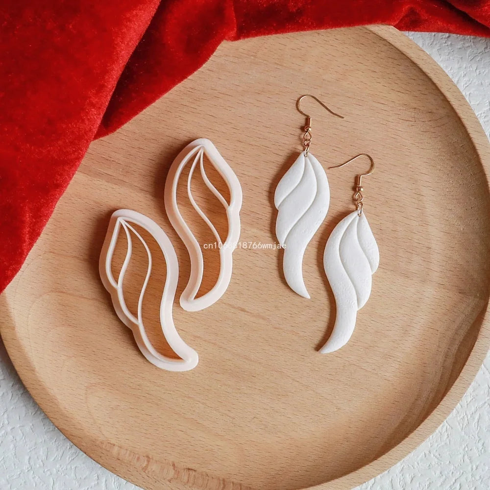 Leaves Shape Polymer Clay Earring Cutters Green Plant Flowers Dangle Clay Embossing Moulds for Handmade Jewelry Pendant Making