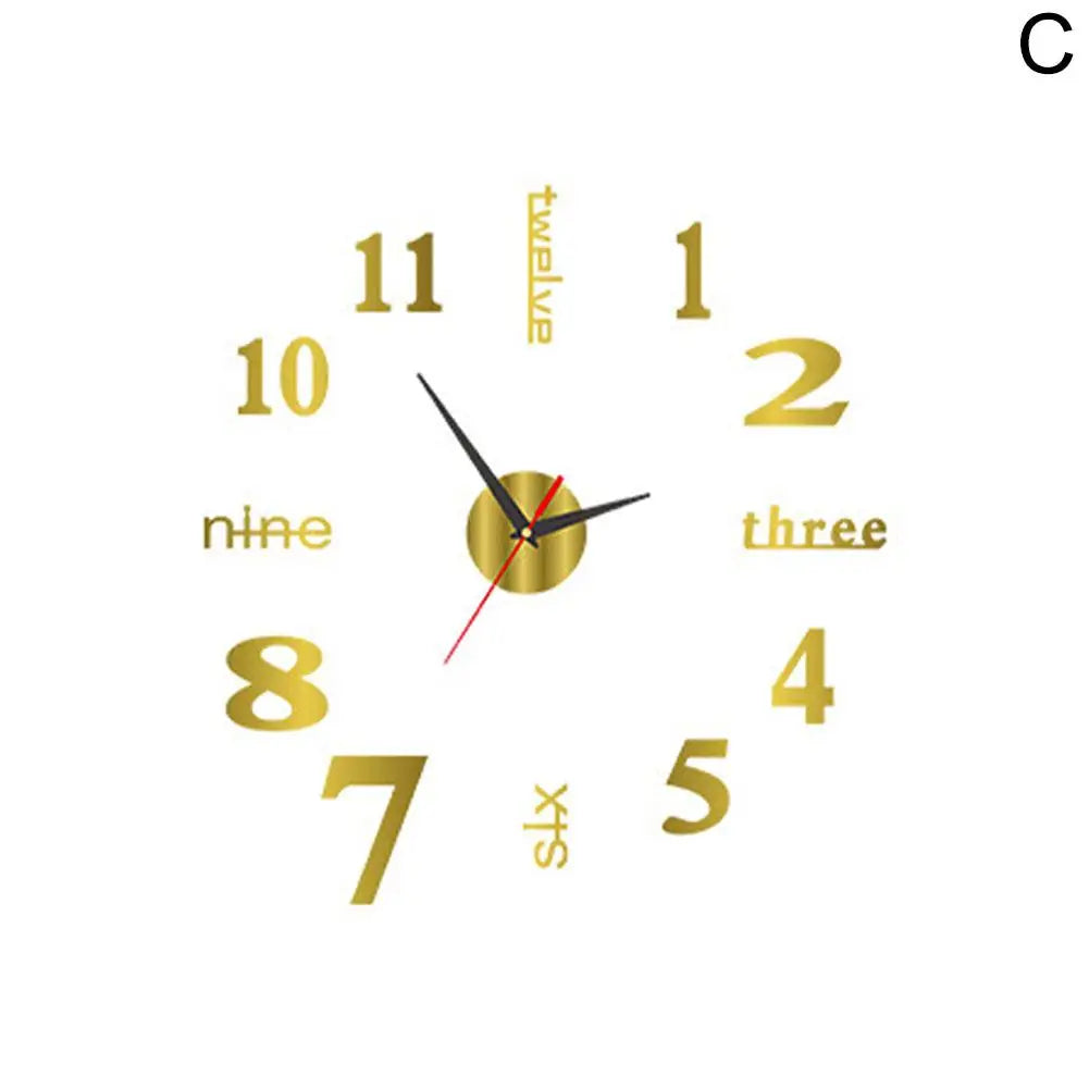3D Luminous Wall Clock Frameless Acrylic DIY Digital Clock Wall Stickers Mute Clock for Living Room Bedroom Office Wall Decor