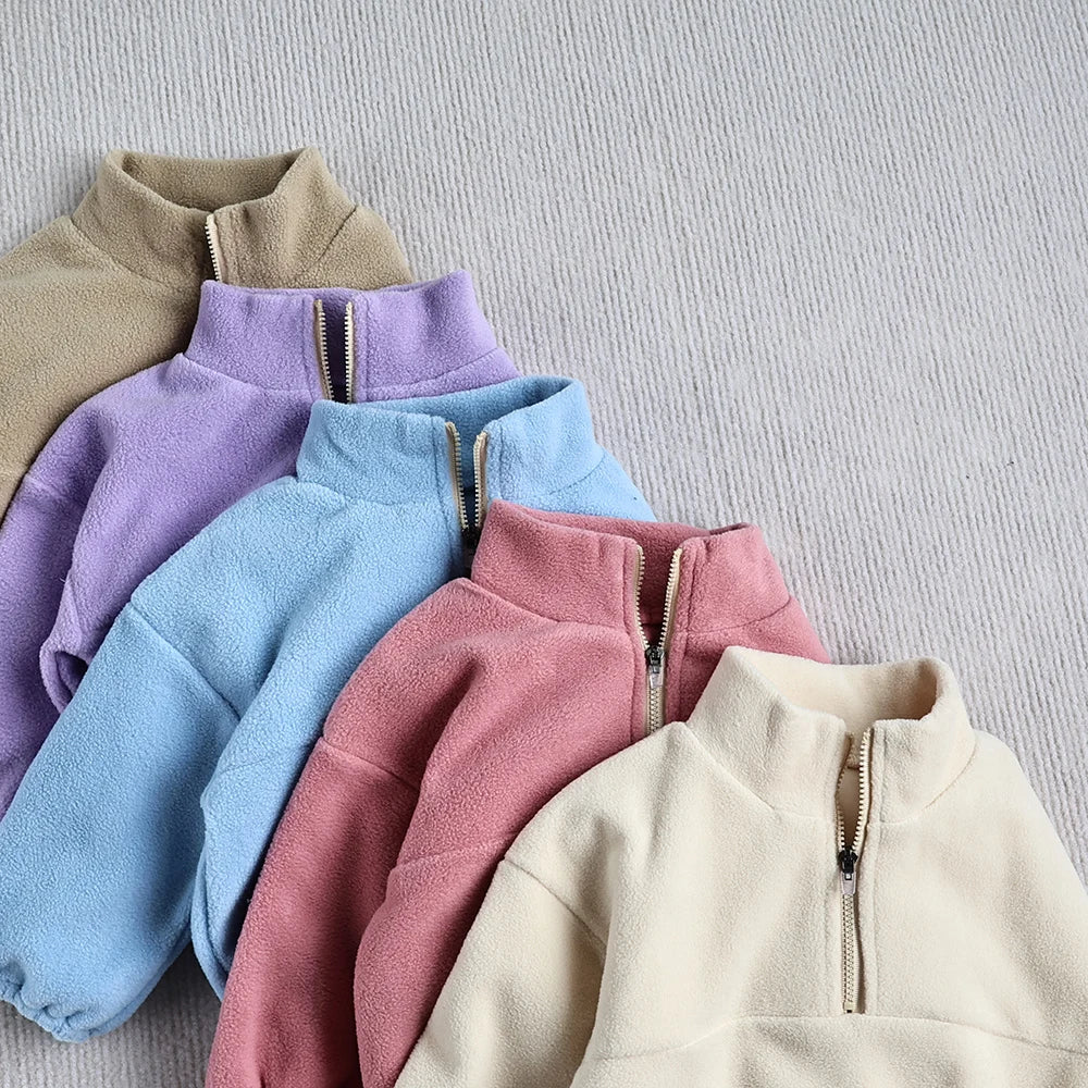MILANCEL New Autumn Baby Sports Suit Toddler Fleece Solid Color Hoodies Suit Infant Outfit 2PCS