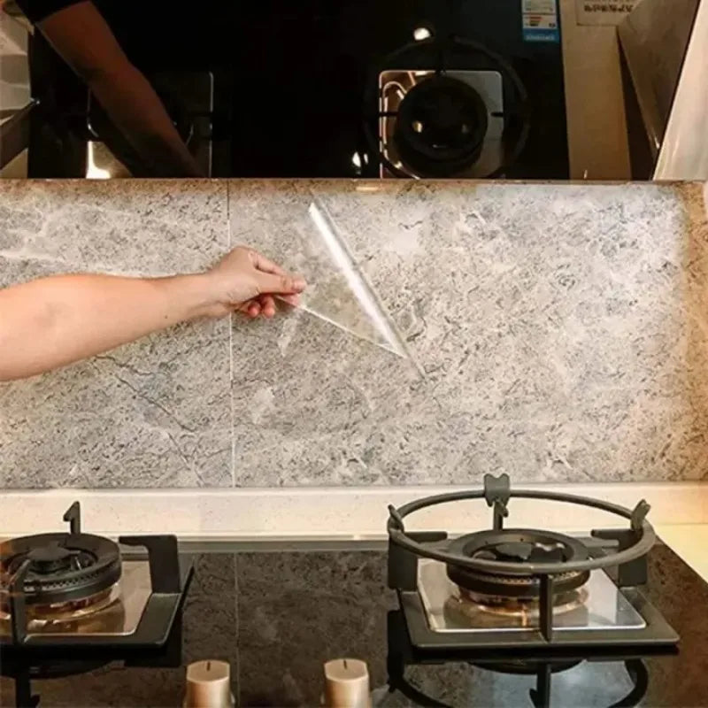Oil Proof Wall Stickers Plastic Transparent Waterproof Heat-resistant Self Adhesive Film Wall Paper for Kitchen Home Decoration