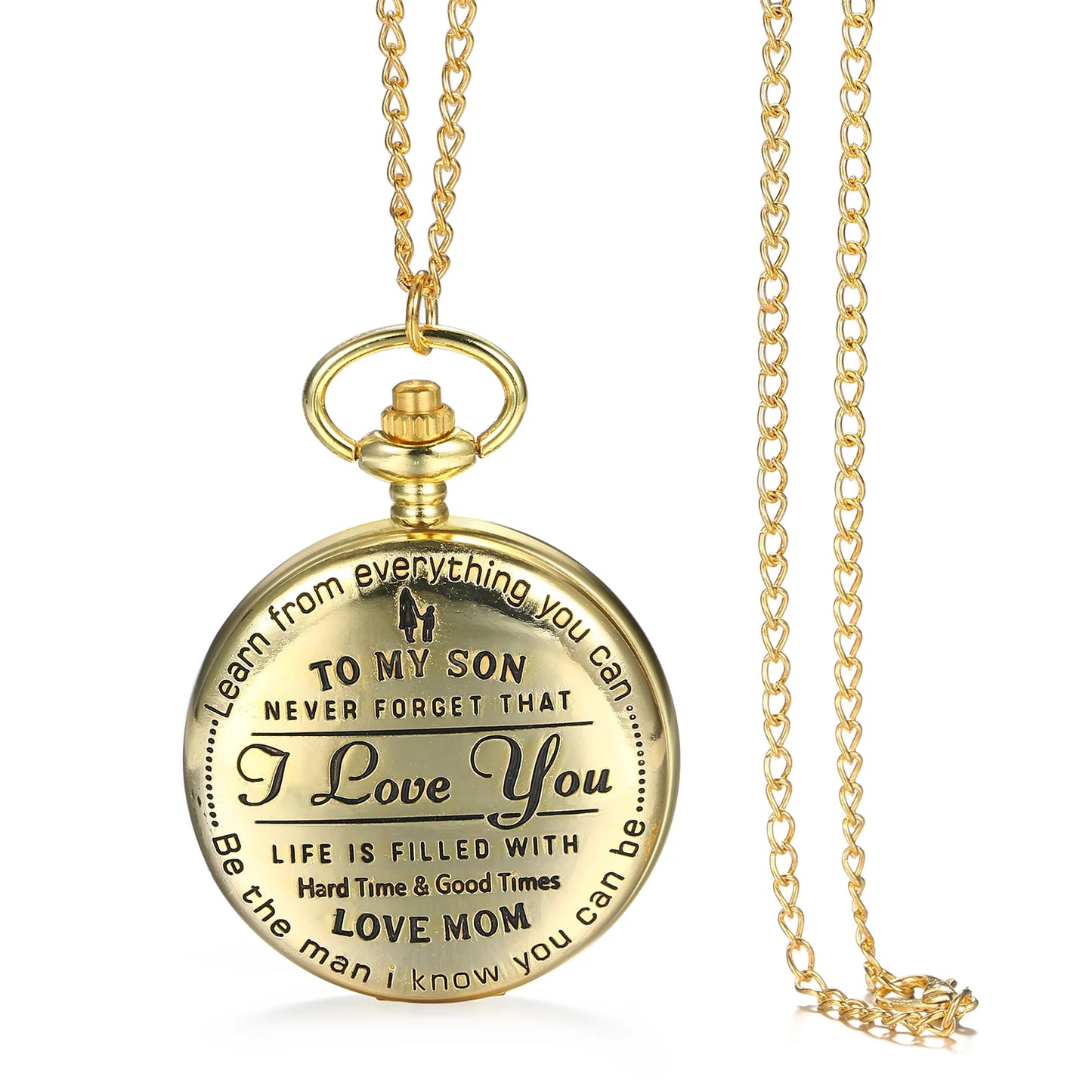 LANCARDO Quartz Pocket Watch Chain To My Son Necklace Fob Watches Men Children's Day Kids Boy Gift Present reloj de bolsillo