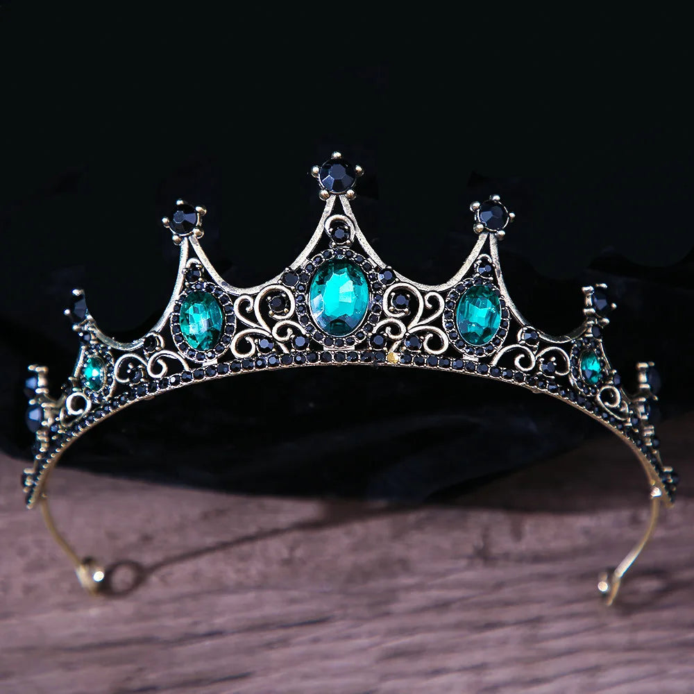 DIEZI Baroque Princess Queen Bridal Crown Purple Crystal Tiara For Women Wedding Vintage Crown Hair Dress Accessories Jewelry