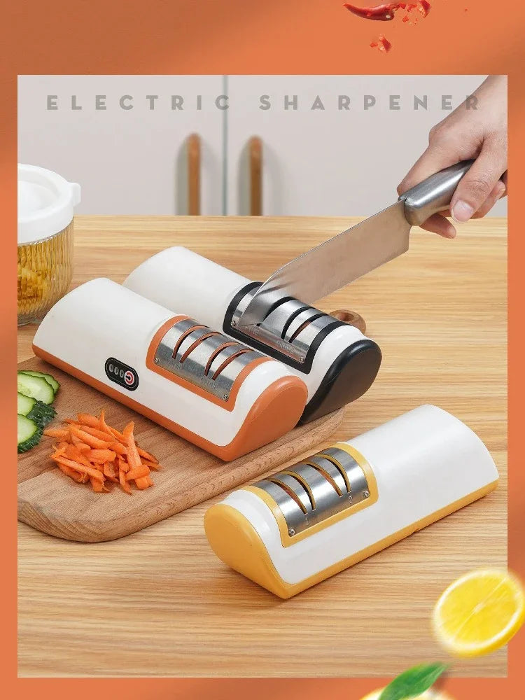 Electric Knife Sharpener Multifunctional Automatic Professional Small Knife Sharpener Kitchen Quick Sharpening Non-slip Tools