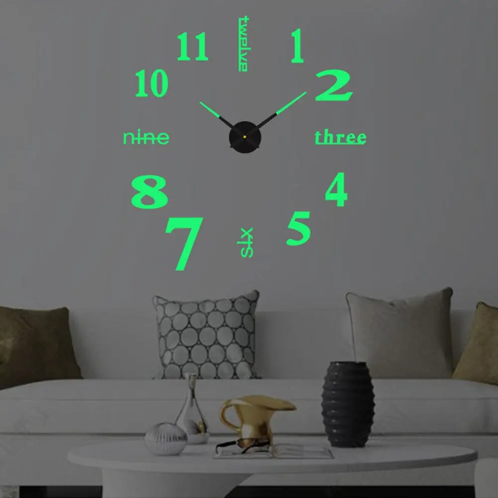 3D Luminous Wall Clock Frameless Acrylic DIY Digital Clock Wall Stickers Mute Clock for Living Room Bedroom Office Wall Decor