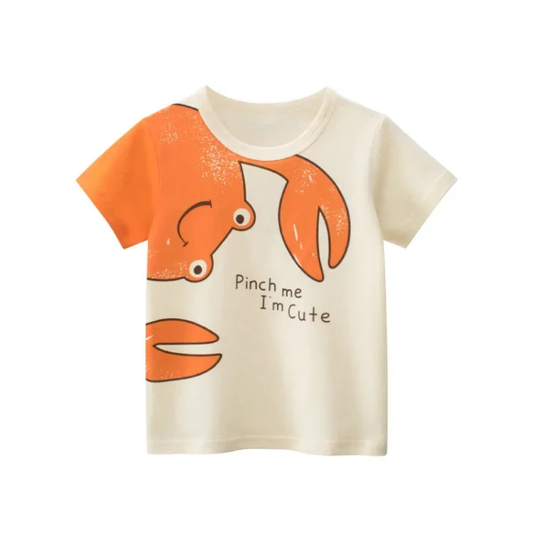2 3 4 5 6 7 8 9 Years Boys Short Sleeve T-shirts Korean Version Kids Clothing Children Cotton Tees Summer Cartoon Tops