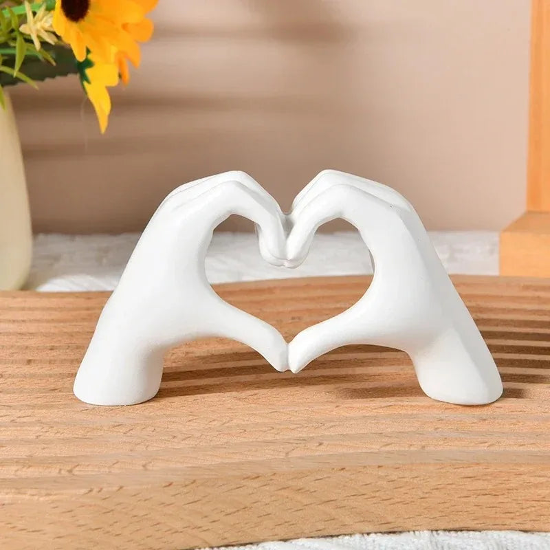 Gold Decoration, Heart Hand Statue Living Room Bedroom Decoration, Love Finger Modern Hand Gesture Sculpture Home Shelf Desktop
