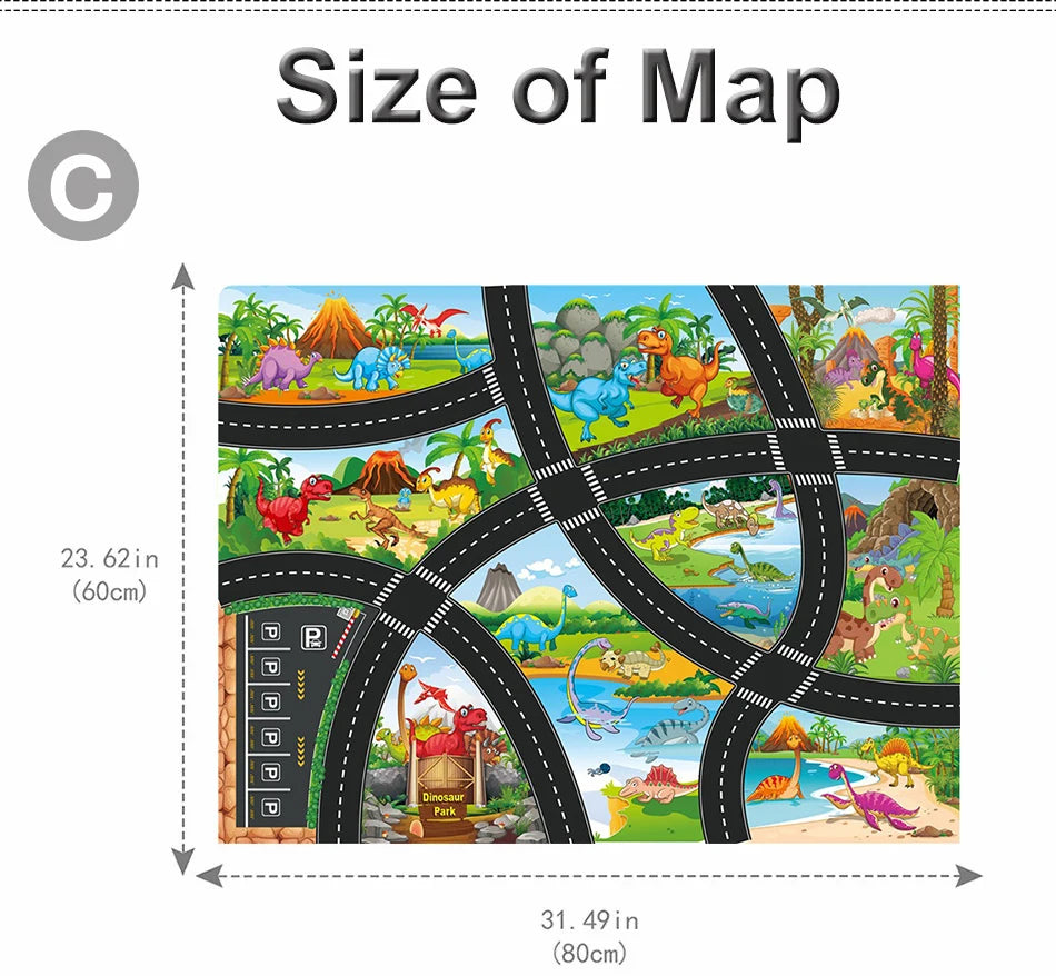 Large City Road Map DIY Scene Road Signs Car Parking Lot Game Children Playing Traffic Mat Climbing Carpets for Baby Toys Gifts