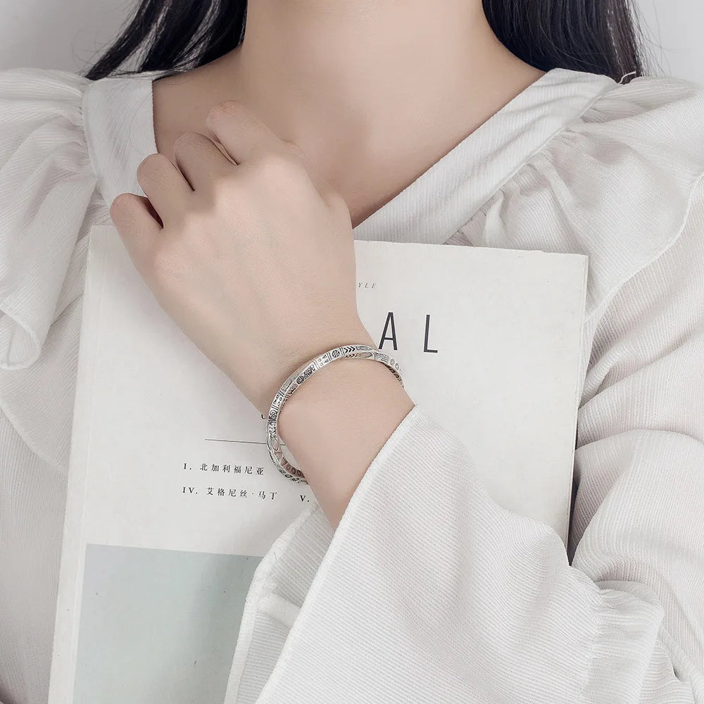 925 Sterling Silver Geometry Totems Open Bracelets Bangles For Women Luxury Designer Jewelry Gift Female GaaBou