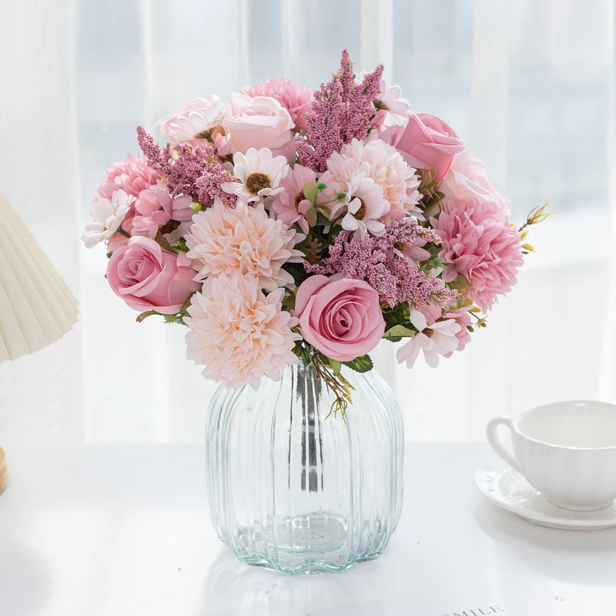 1PC Artificial Flowers Cheap New Year's Decoration Wedding Garden Peony Arch Christmas Home Fake Silk Rose Hydrangeas Vase for