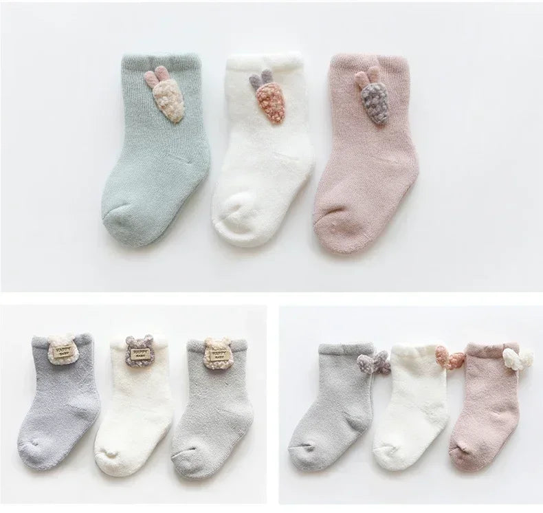 Warm Winter Baby Socks Cute Soft Autumn Newborn Baby Girls Socks Bunny Infant Baby Boy Shoe Socks for Toddler Infants