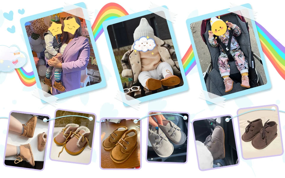 KIDSUN Winter Baby Snow Booties Warm Infant Boy Girl Toddler Shoes Rubber Sole Anti-slip Soft Newborn First Walkers Crib Shoes