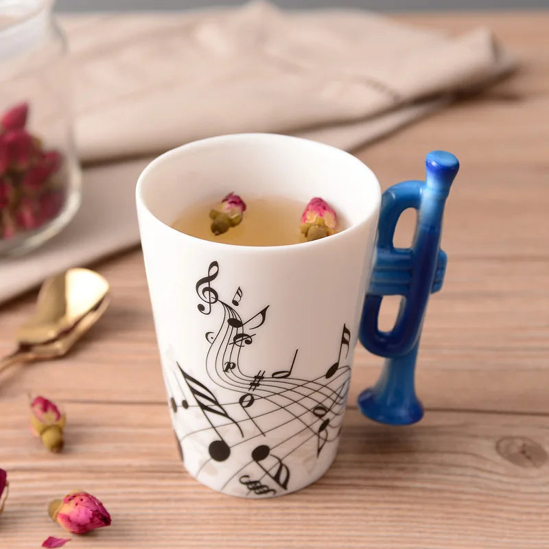 Novelty Music Note Cup Ceramic Guitar Coffee Mugs Personality Tea/Milk/Juice/Lemon Water Bottle Christmas Birthday Gift