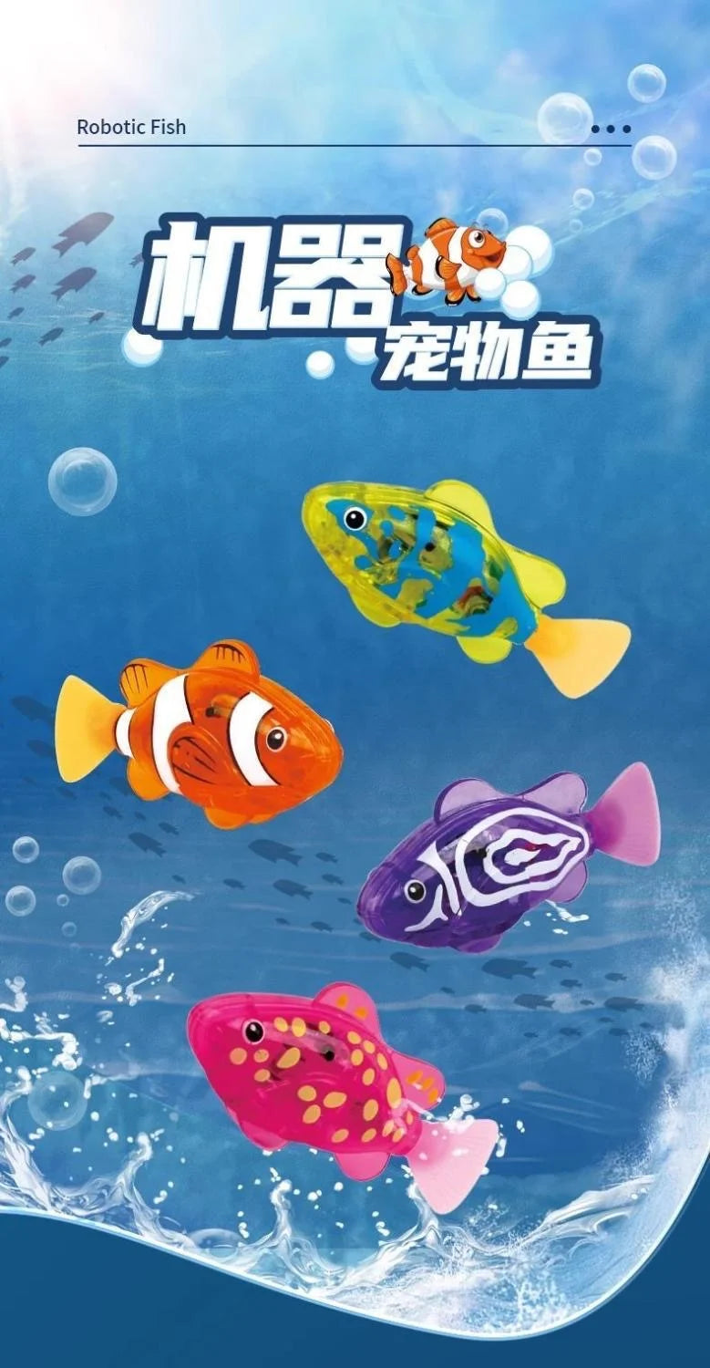 Children's Holiday Gift Bath Electronic Interactive Toy Light Swimming Fishing Simulation Color Pet Fish