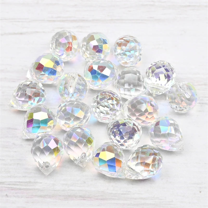 Austria Pear Shape Crystal Faceted Beads 10Mm Assorted Glass Spacer Chandelier Beads for Wedding Diy Necklace Bracelet Earring