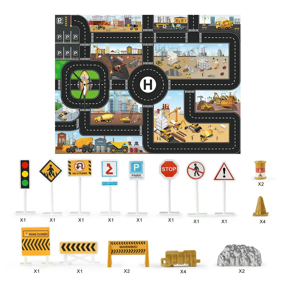 Large City Road Map DIY Scene Road Signs Car Parking Lot Game Children Playing Traffic Mat Climbing Carpets for Baby Toys Gifts