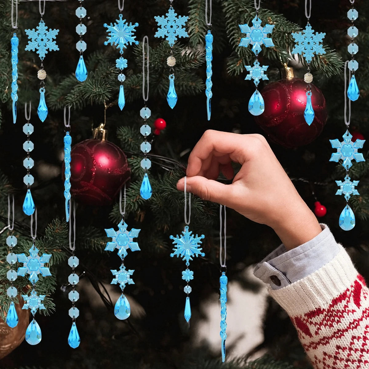 Christmas Crystal Acrylic Ornaments Christmas Decoration for Home 2025 Snowflake Xmas Tree Hanging Pendants New Year Gift 2026