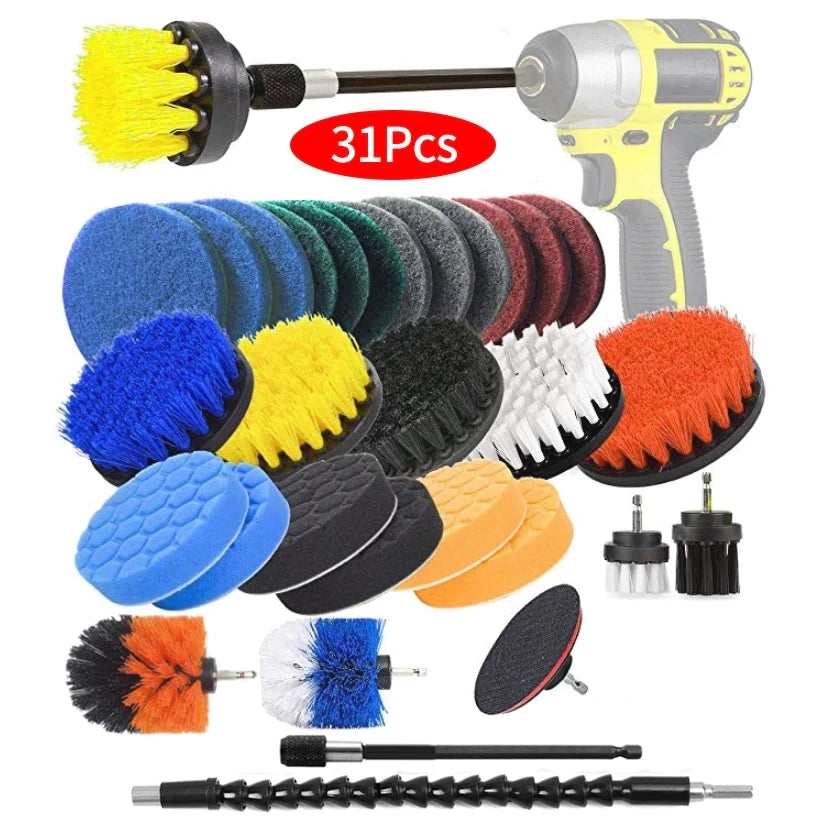 UNTIOR Electric Drill Brush Attachment Set Power Scrubber Brush Car Polisher Kitchen Bathroom Cleaning Kit Toilet Cleaning Tools