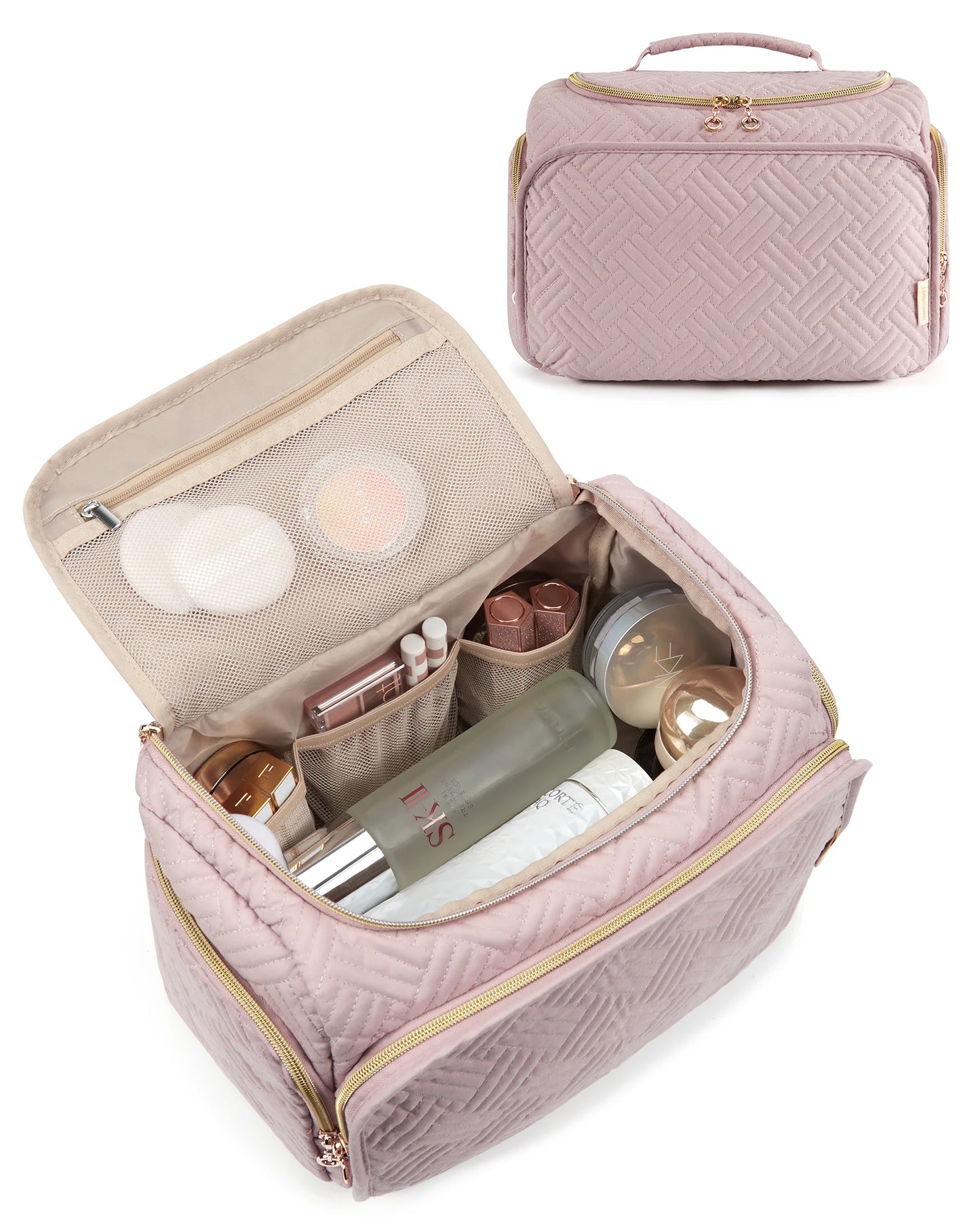 BAGSMART Cosmetic Bag for Make UP Cases Large Capacity Makeup Organizer With Handle Waterproof Travel Toiletry Storage