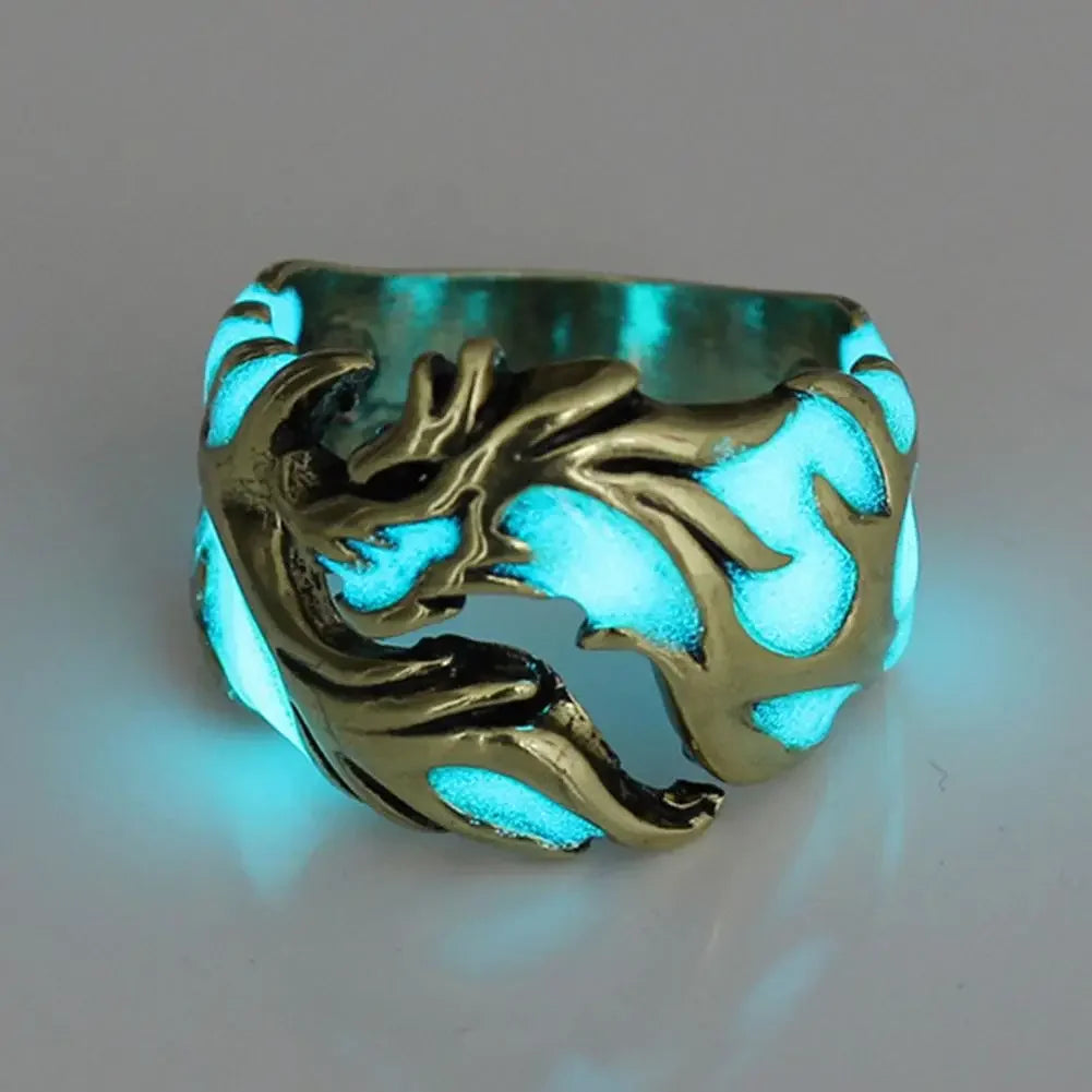Luminous Dragon Rings for Men Women Punk Rings Free Size Finger Ring Glow in The Dark Ring Ring Jewelry