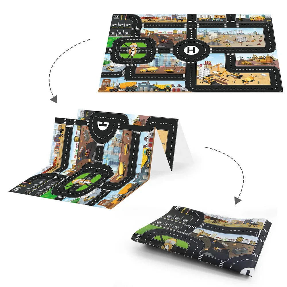 Large City Road Map DIY Scene Road Signs Car Parking Lot Game Children Playing Traffic Mat Climbing Carpets for Baby Toys Gifts
