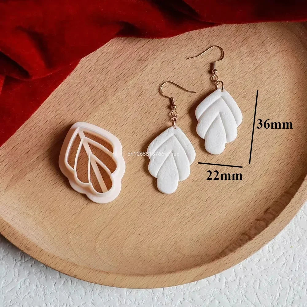 Leaves Shape Polymer Clay Earring Cutters Green Plant Flowers Dangle Clay Embossing Moulds for Handmade Jewelry Pendant Making