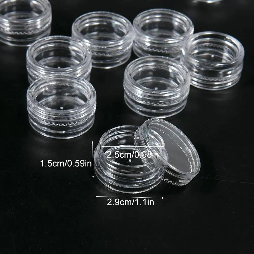 50Pcs/set Transparent Plastic Jewelry Bead Storage Box Small Bottom Round Container Jars Make Up Organizer Storage Boxes