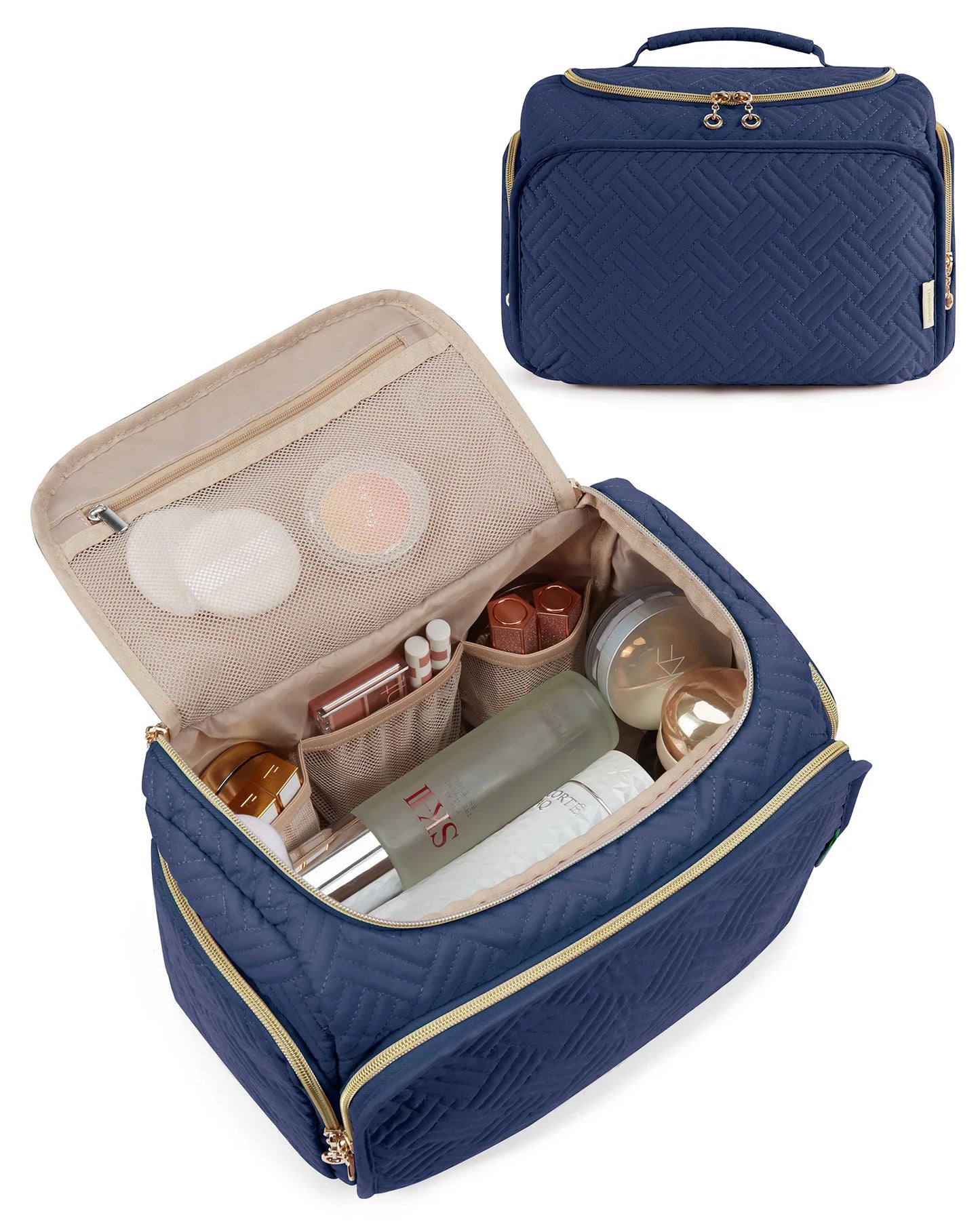 BAGSMART Cosmetic Bag for Make UP Cases Large Capacity Makeup Organizer With Handle Waterproof Travel Toiletry Storage