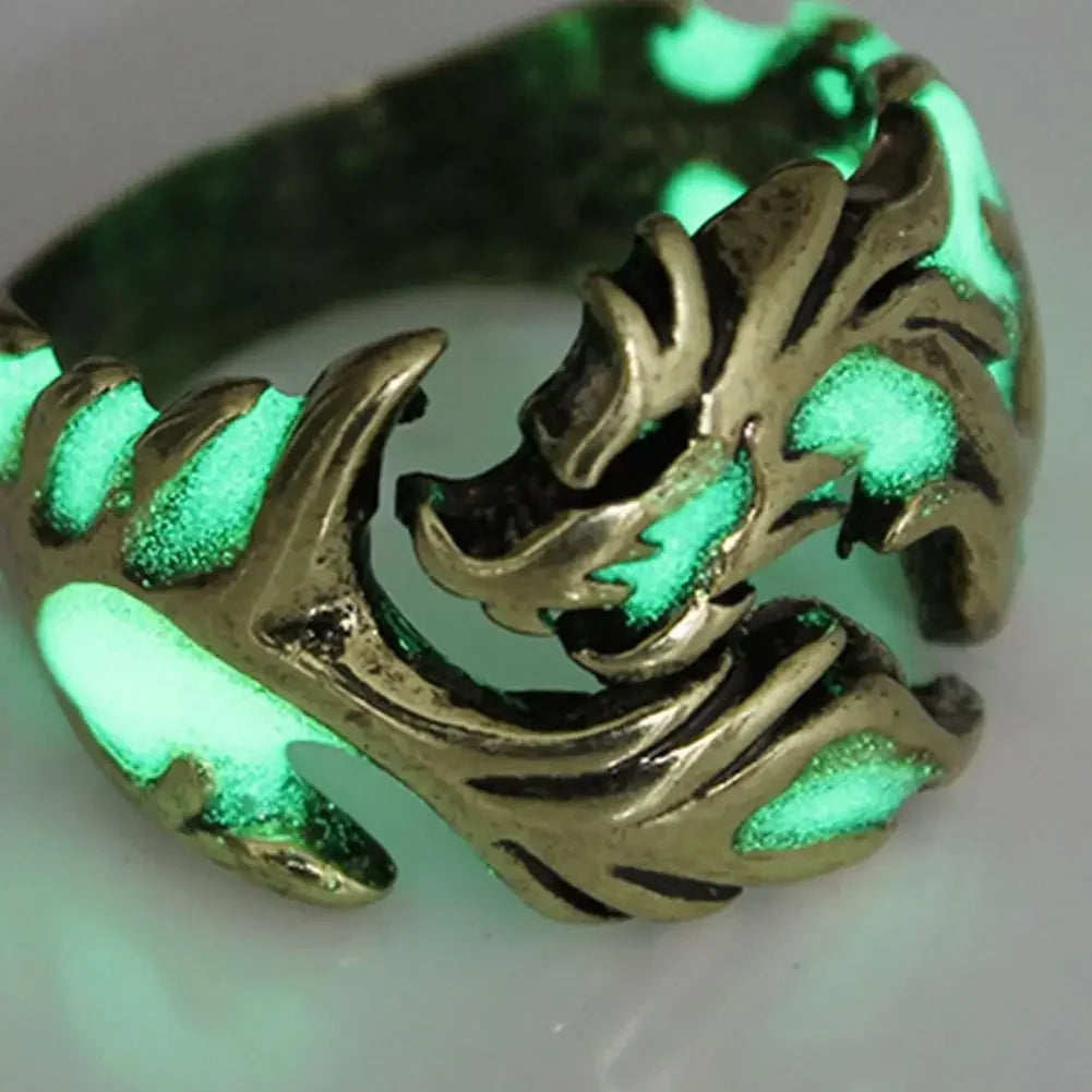 Luminous Dragon Rings for Men Women Punk Rings Free Size Finger Ring Glow in The Dark Ring Ring Jewelry