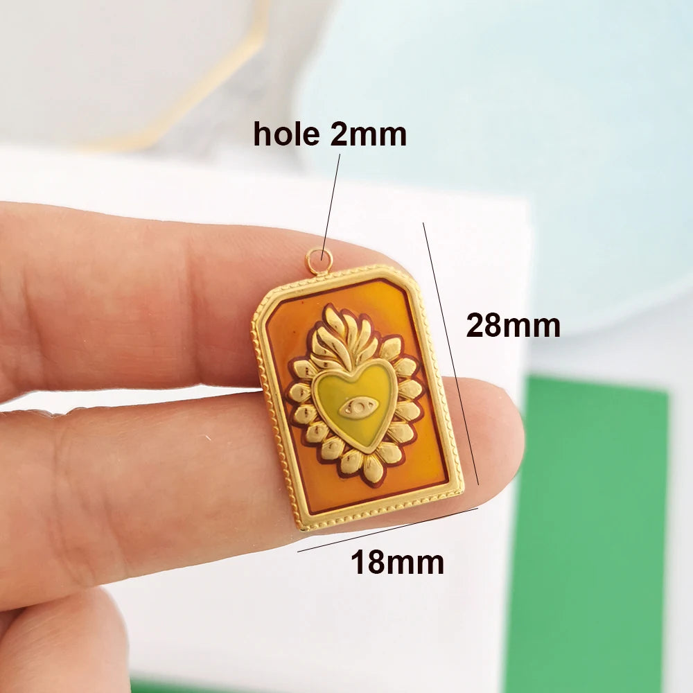 1pc Stainless Steel Big Pendant Small Charm Cherry Angel Boot Heart Tail Flower Star Cross Key Moon Pearl Bow PVD Gold Color